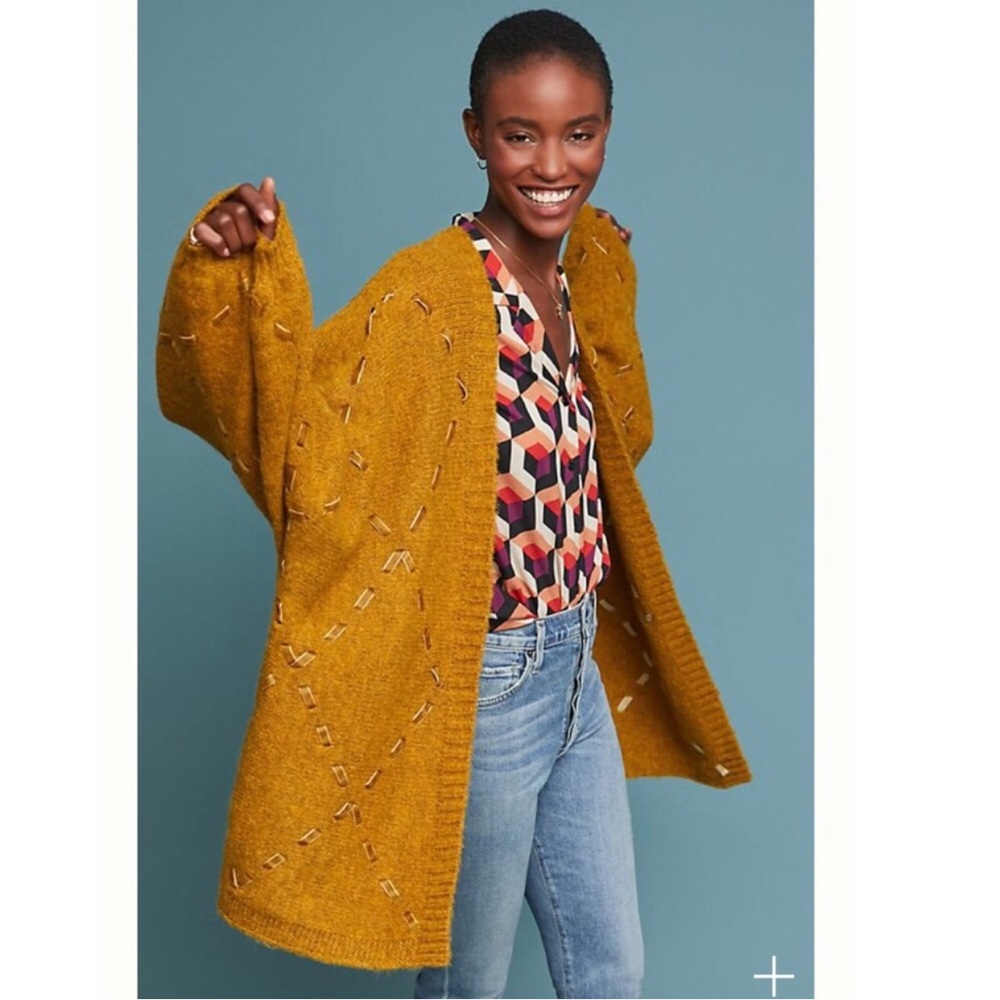 Anthropologie Akemi + Kin Janet Ribbon Oversized Cardigan